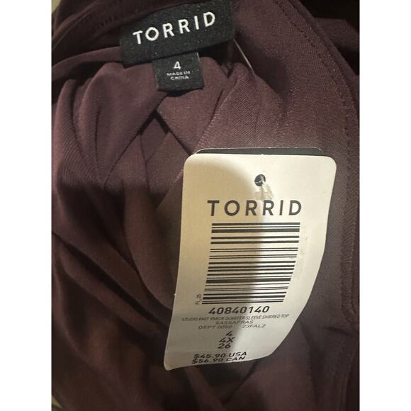 NWT Torrid Studio Knit V-Neck Quarter Sleeve Shirred Sassafras Top Plus Size 4X - Picture 4 of 6